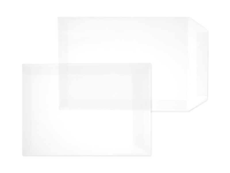 Transparent-Versandtaschen weiß Transparent-weiß~ DIN C4 90g/m2 EnDURO reißfest o. Fenster Haftkl. 250 Stk.