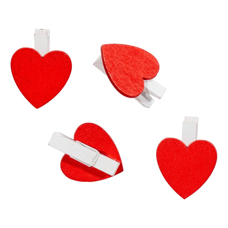 Holzklammer „Herz“ Rot/Weiß, 3cm