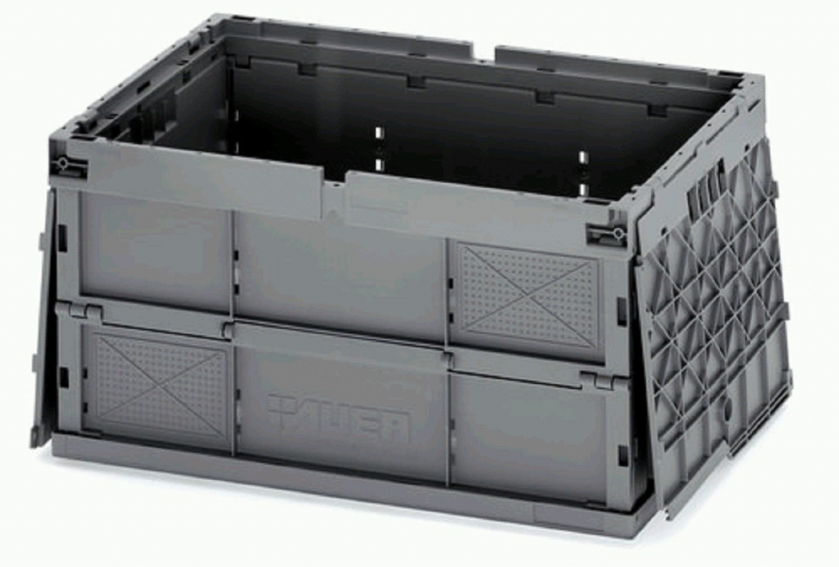 Faltbox mit Deckel, 800x600x445mm, silbergrau