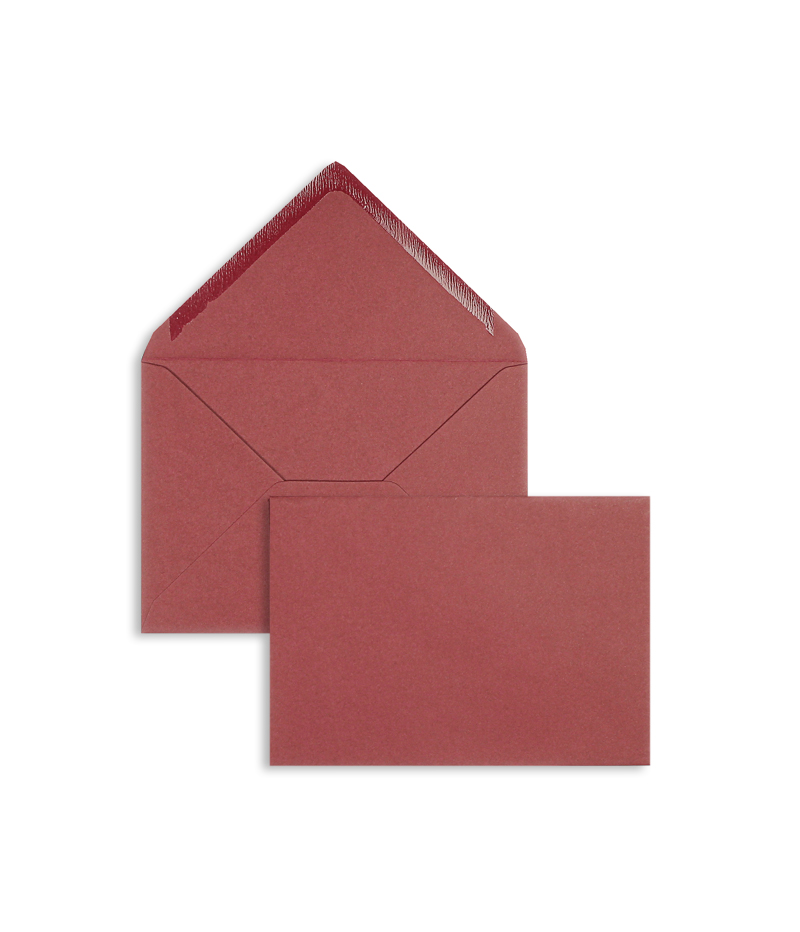 Briefumschläge, rot Weinrot~114x162mm DIN C6, 120g/qm Velin, ohne Fenster, Nassklebung, spitze Klappe, 100 Stück