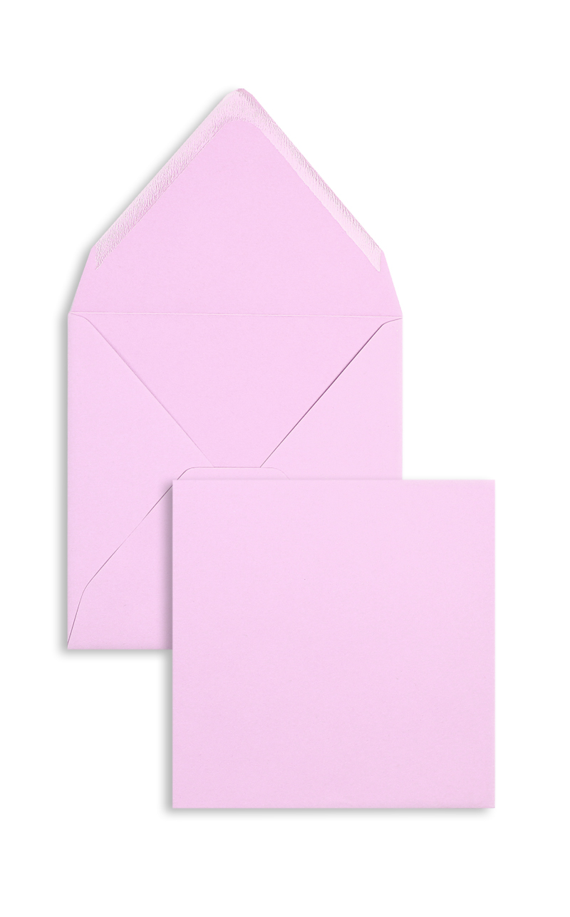 Briefumschläge, violett Lavendel~140x140mm, 120g/m2 Velin, ohne Fenster, Nassklebung, spitze Klappe, 100 Stück