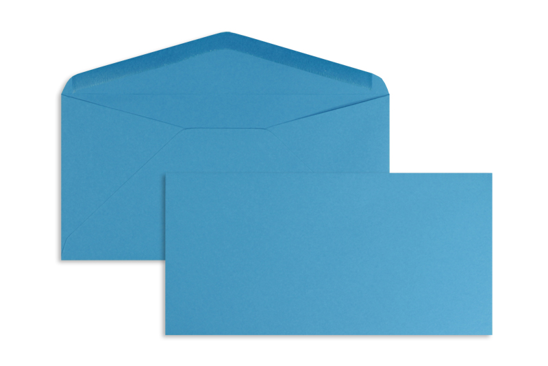 Briefumschläge blau Azurblau~110x220mm DIN Lang 120g/qm Offset ohne Fenster Nassklebung spitze Klappe 100 Stk.