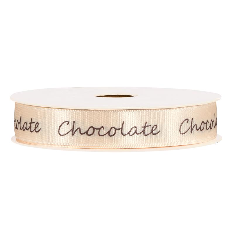 Geschenkband "Chocolate" Creme, 15mm x 25m