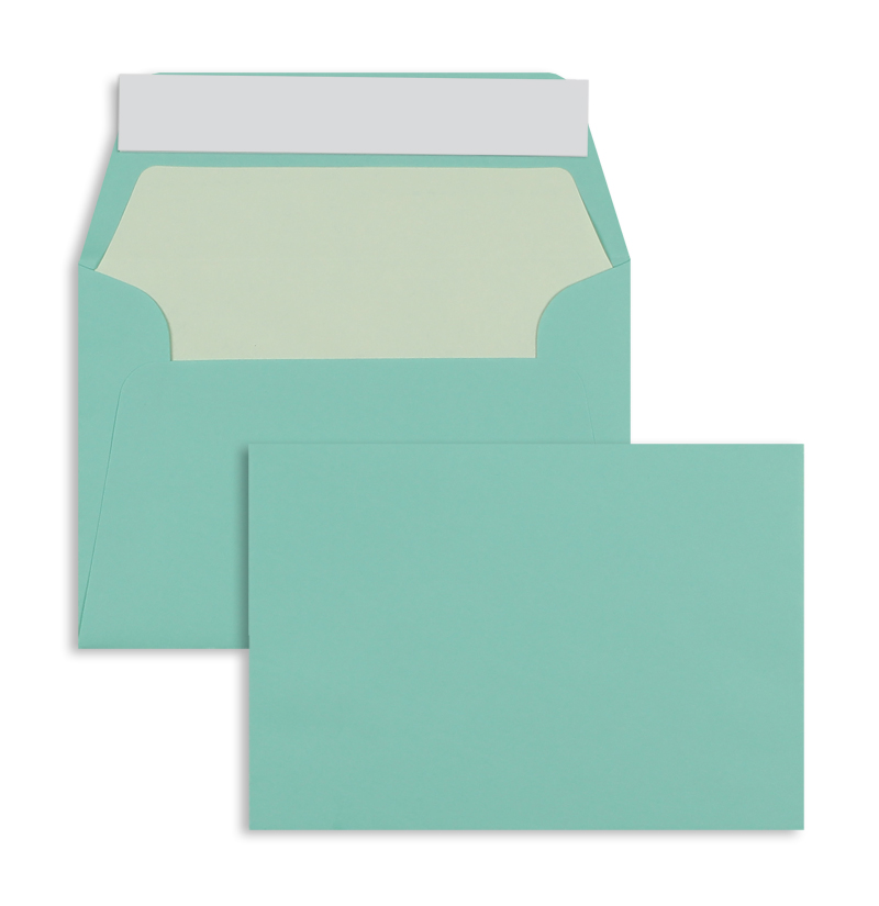 Briefumschläge blau Karibik~125x176mm DIN B6 100g/m2 gerippt Paperado ohne Fenster Haftklebung gerade Klappe 100 Stk.