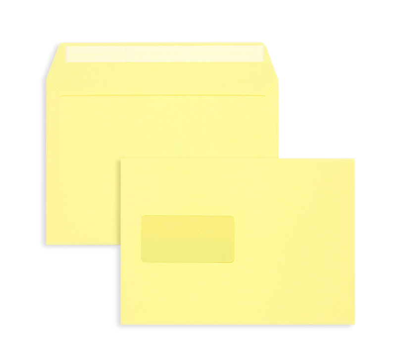 Briefumschläge gelb Zitronengelb~162x229mm DIN C5 120g/m2 Offset Fenster Haftklebung gerade Klappe 500 Stk.
