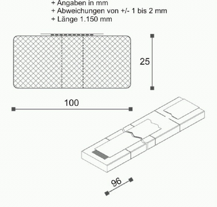 Nomapack Pad, Typ 100x25 HMR, 1.150mm Länge, 2.160 Stück