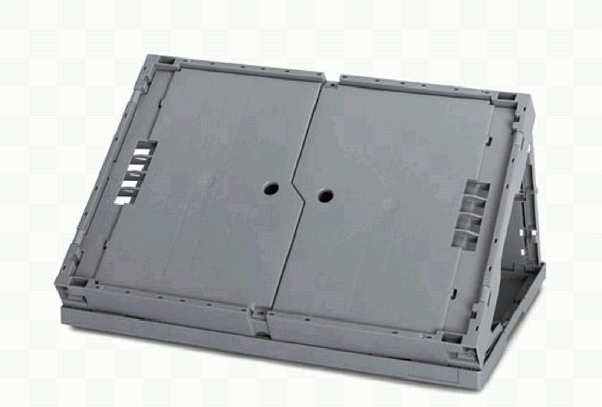 Faltbox, 400x300x270mm, silbergrau, mit Deckel