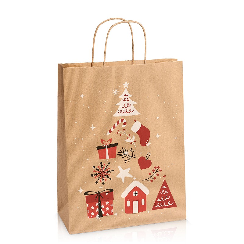 Einkaufstasche aus Kraftpapier „Christmas“ -L-