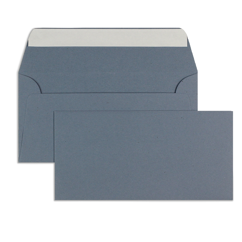 Briefumschläge blau Terra Denim~110x220mm DIN Lang 130g/qm Fine Paper ohne Fenster Haftklebung gerade Klappe 100 Stk.