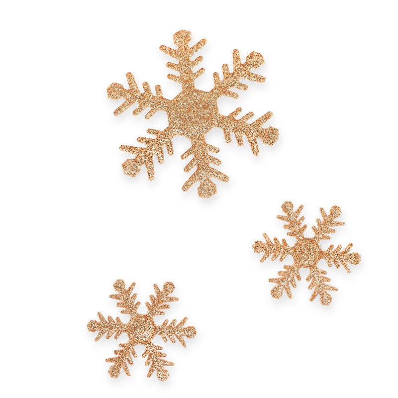 Schneeflocke mit Klebepunkt, Goldglimmer, sortiert, Ø 4+6cm