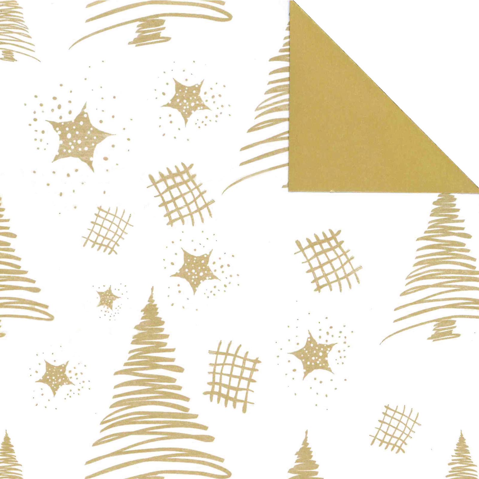 Geschenkpapier Tannenbaum Weiß/Gold, zweiseitig