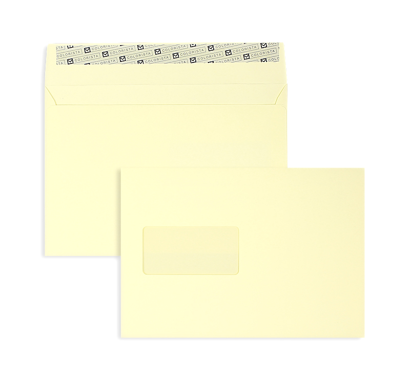 Briefumschläge creme creme-gelb~162x229mm DIN C5 130g/m2 Colorista Fenster Haftklebung gerade Klappe 100 Stk.
