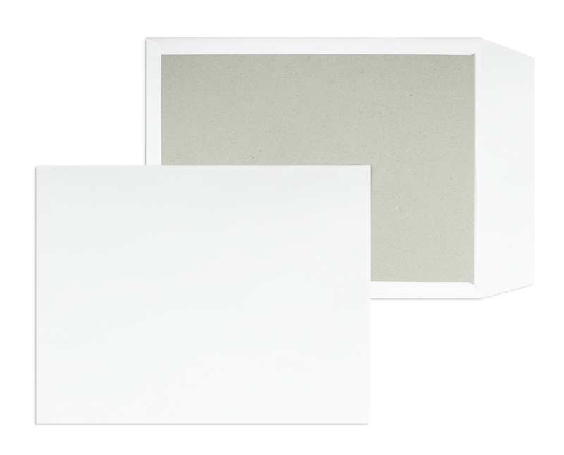 Papprückwandtaschen, weiß ~450x600mm, 120g/qm Offset, ohne Fenster, ungummiert, gerade Klappe, 100 Stück