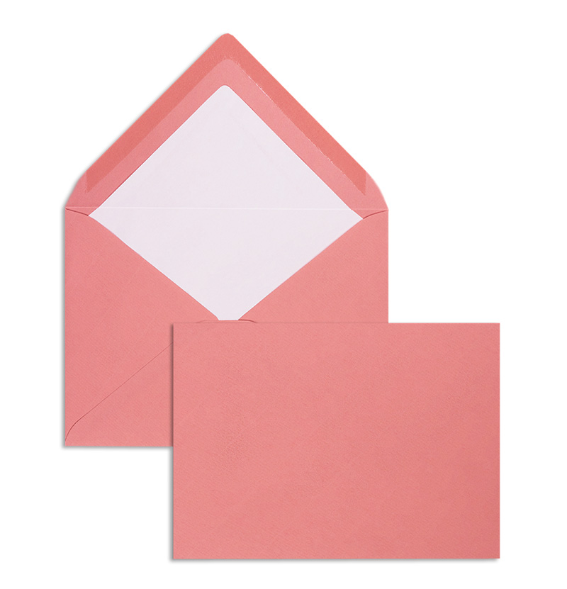 Briefumschläge rosa Koralle~114x162mm DIN C6 100g/m2 gerippt Paperado ohne Fenster Nassklebung spitze Klappe 100 Stk.