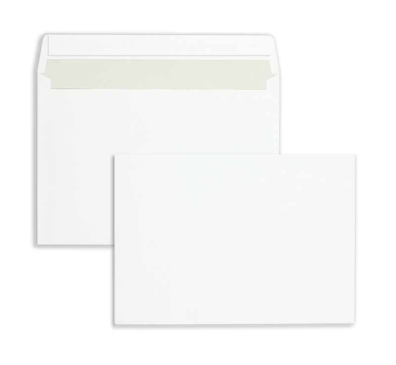 Briefumschläge, weiß ~162x229mm DIN C5, 100g/m2 Offset, ohne Fenster, Haftklebung, gerade Klappe, 500 Stück
