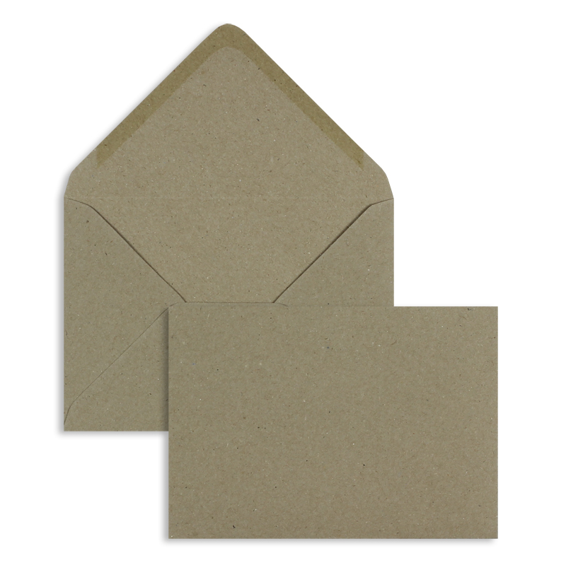 Briefumschläge, braun ~114x162mm DIN C6, 120g/qm Recycling, ohne Fenster, Nassklebung, spitze Klappe, 100 Stück