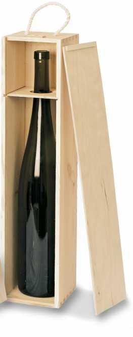 1er Holzkiste natur 1,5 l Magnum Wein mit Holzschiebedeckel, 500x100x100mm