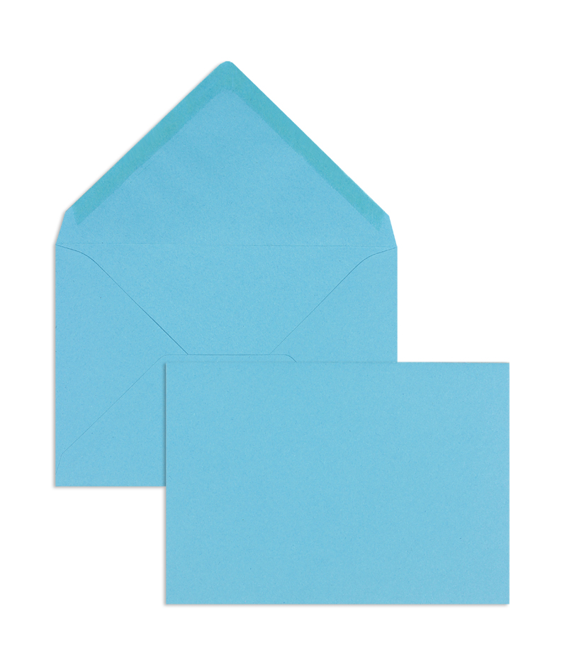 Briefumschläge blau Arktikblau~114x162mm DIN C6 90g/qm Offset ohne Fenster Nassklebung spitze Klappe 100 Stk.