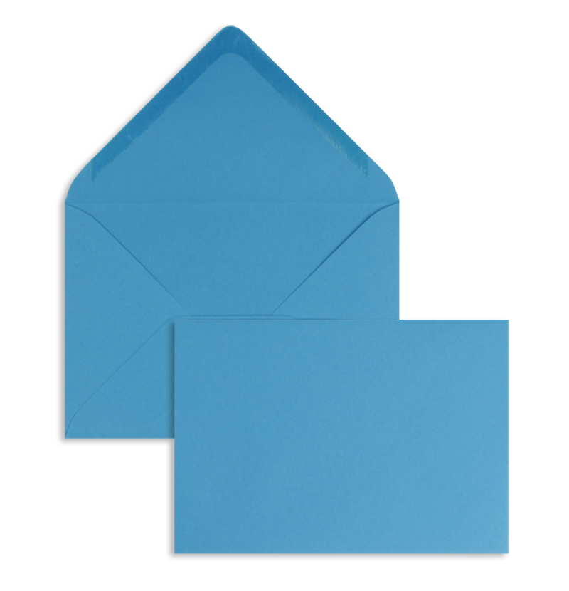 Briefumschläge, blau Azurblau~81x114mm DIN C7, 120g/qm Offset, ohne Fenster, Nassklebung, spitze Klappe, 100 Stück