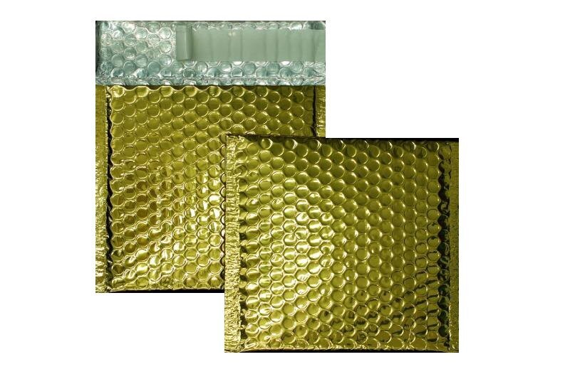 Farbige Luftpolstertaschen, glossy gold, 165x165mm, 100 Stück