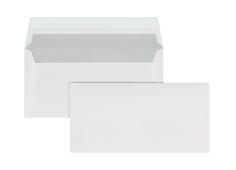 Briefumschläge, weiß ~110x220mm DIN Lang, 100g/qm Colambo Matt, ohne Fenster, Haftklebung, gerade Klappe, 100 Stück