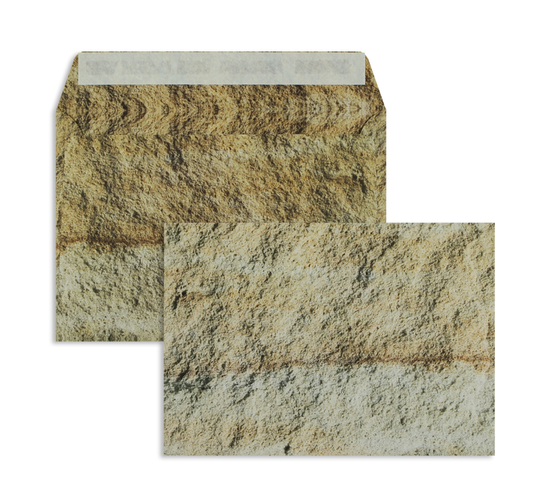 Briefumschläge creme Jura-Kalkstein-Motiv~ DIN C5 135 g/m2 Offset o. Fenster Haftklebung gerade Klappe 125 Stk.