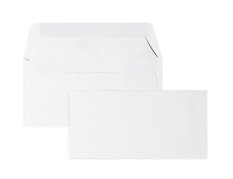Briefumschläge, weiß ~110x220mm DIN Lang, 100g/qm Classic Rib, ohne Fenster, Haftklebung, gerade Klappe, 100 Stück