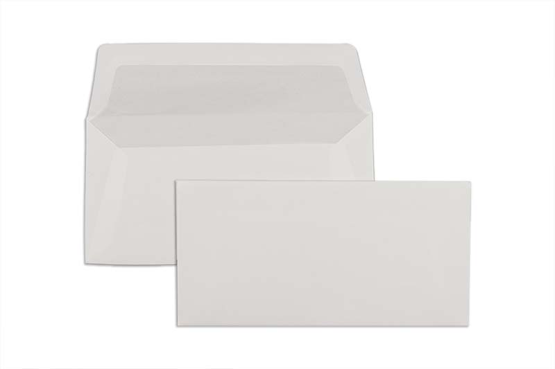 Briefumschläge, weiß ~110x220mm DIN Lang, 100g/m2 Leinen, ohne Fenster, Nassklebung, gerade Klappe, 100 Stück
