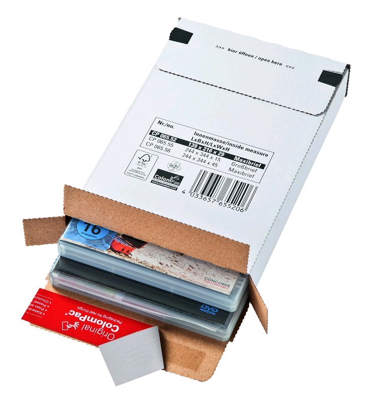 Kurierpaket, weiß, 244x344x45mm, CP065.56 - optimal für Warenpost-Verssand