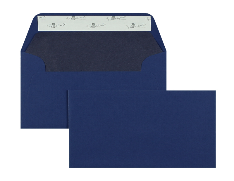 Briefumschläge blau Jeans~110x220mm DIN Lang 100g/qm gerippt Paperado ohne Fenster Haftklebung gerade Klappe 100 Stk.