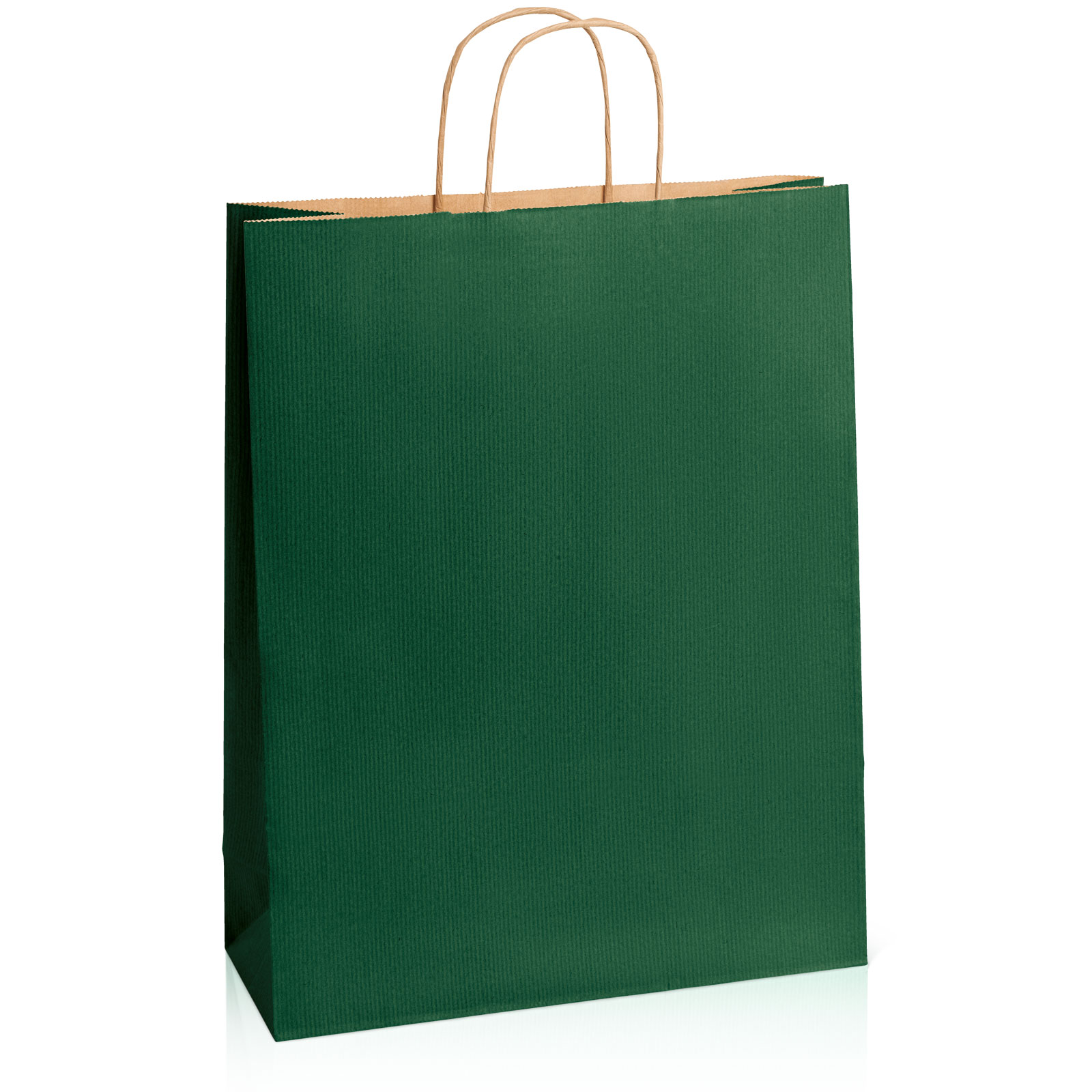 Einkaufstasche aus Kraftpapier Dunkelgrün gerippt -XL-