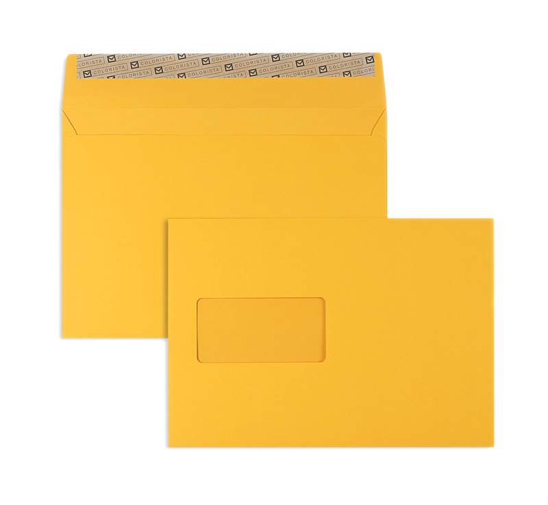 Briefumschläge gelb goldgelb~162x229mm DIN C5 130g/m2 Colorista Fenster Haftklebung gerade Klappe 100 Stk.