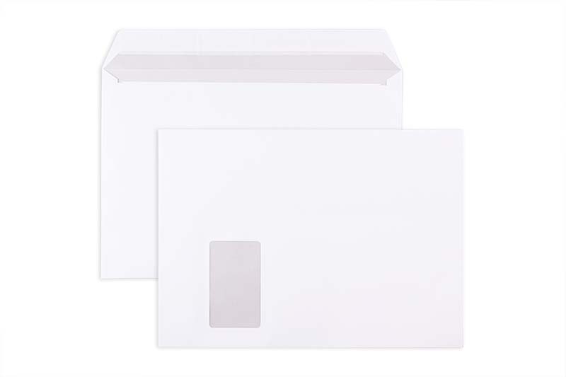 Briefumschläge, weiß ~229x324mm DIN C4, 120g/m2 Offset, mit Fenster, Haftklebung, gerade Klappe, 250 Stück