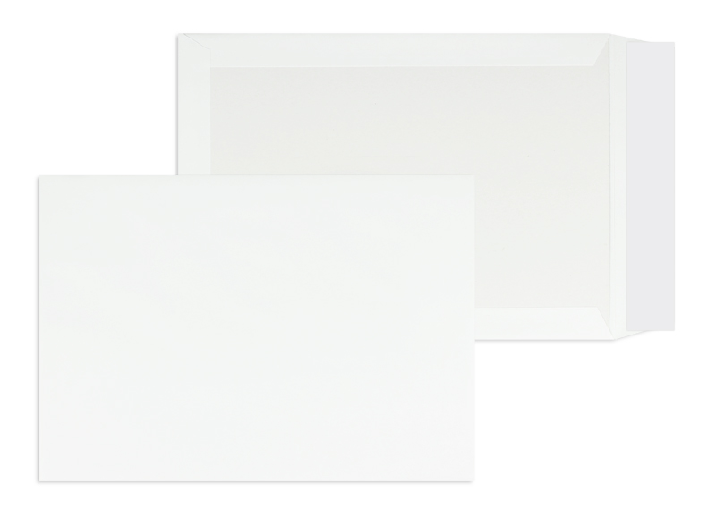 Papprückwandtaschen, weiß ~324x457mm DIN C3, 120g/m2 Offset, ohne Fenster, Haftklebung, gerade Klappe, 100 Stück