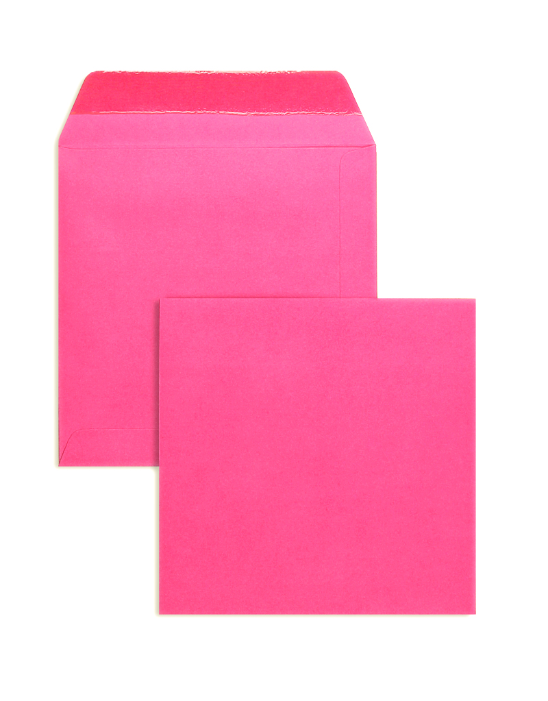 Briefumschläge, rosa rosarot~170x170mm, 120g/m2 Offset, ohne Fenster, Nassklebung, gerade Klappe, 100 Stück