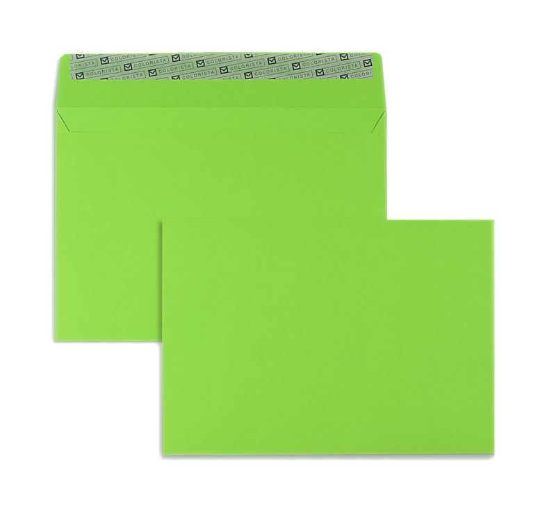 Briefumschläge, grün ~162x229mm DIN C5, 130g/m2 Colorista, ohne Fenster, Haftklebung, gerade Klappe, 100 Stück