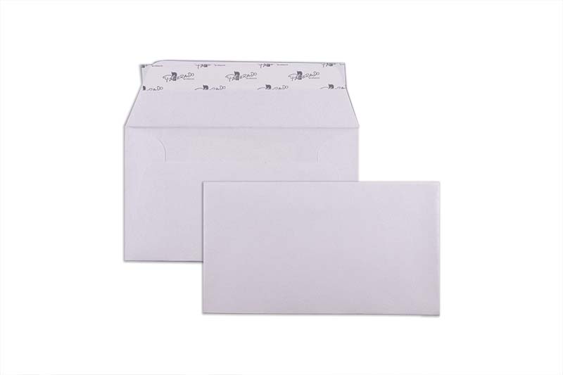 Briefumschläge weiß marble white~ DIN Lang 100g/m2 glänzend Paperado o. Fenster Haftklebung gerade Klappe 100 Stk.
