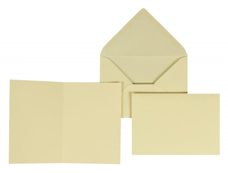 Briefumschläge mit Doppelkarten creme Biscuit~ DIN C6 100g/m2 Offset o. Fenster Nassklebung spitze Klappe 50 Stk.