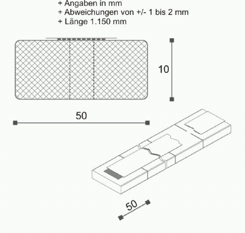 Nomapack Pad, Typ 50x10 HMR, 1.150mm Länge, 16.100 Stück
