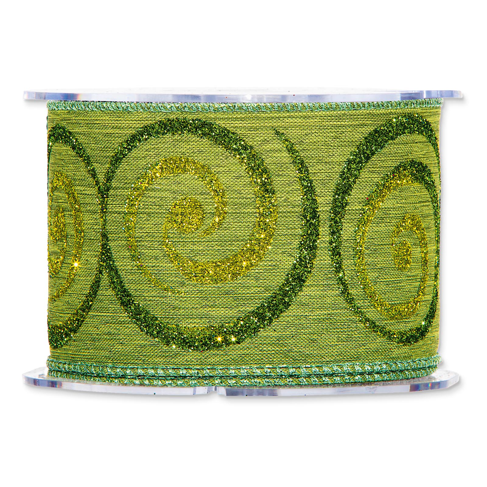 Geschenkband mit Glitter Curly Grün 65mm x 10m