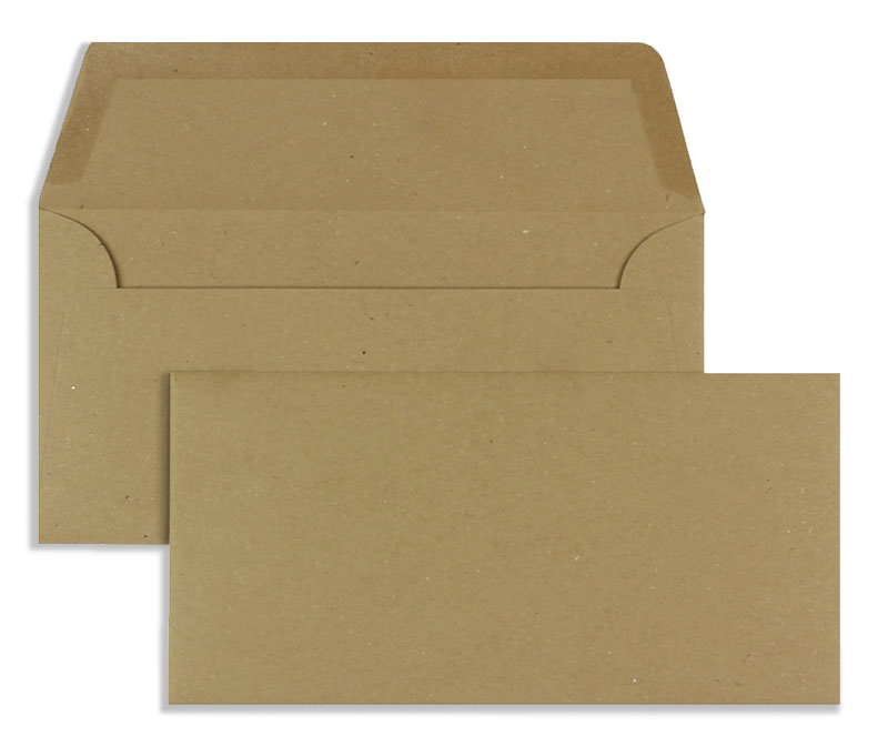 Briefumschläge braun Kraft~110x220mm DIN Lang 100g/m2 Paperado ohne Fenster Nassklebung gerade Klappe 100 Stk.
