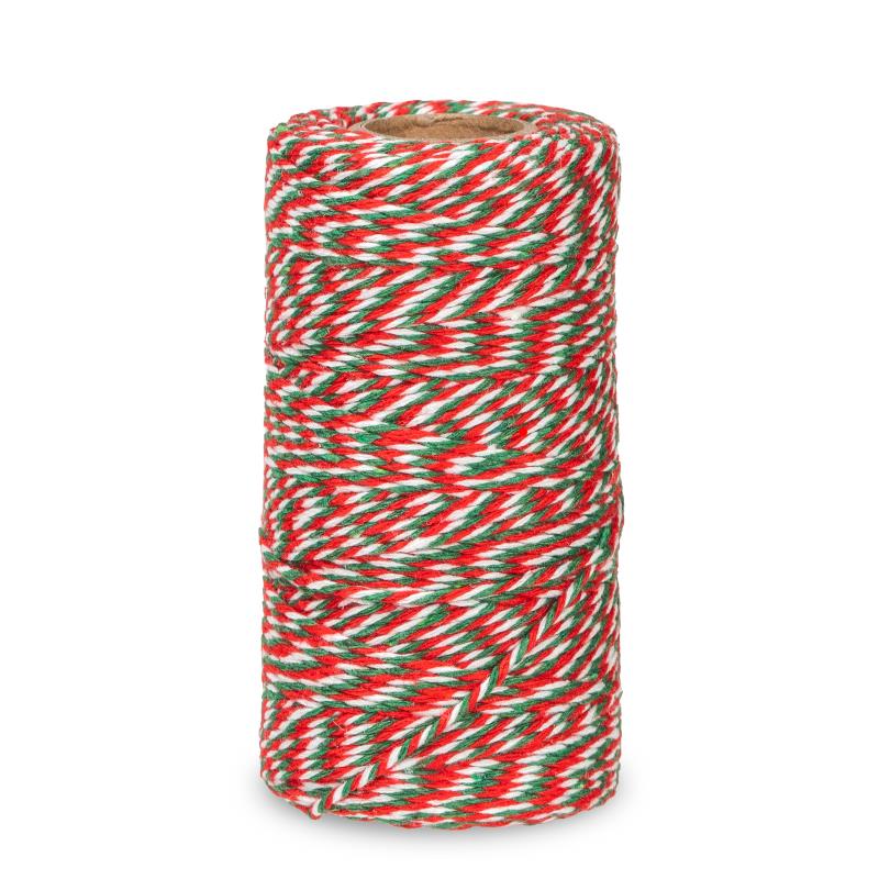 Baumwollkordel Twist Rot/Grün/Weiß, 2mmx100m