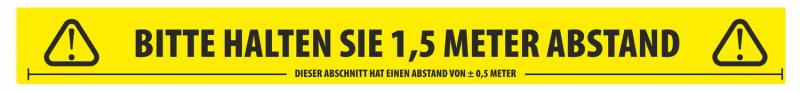 Social Distancing Klebeband, deutsch, gelb, Druck schwarz. PVC, Rolle 50mm breit, 66m lang