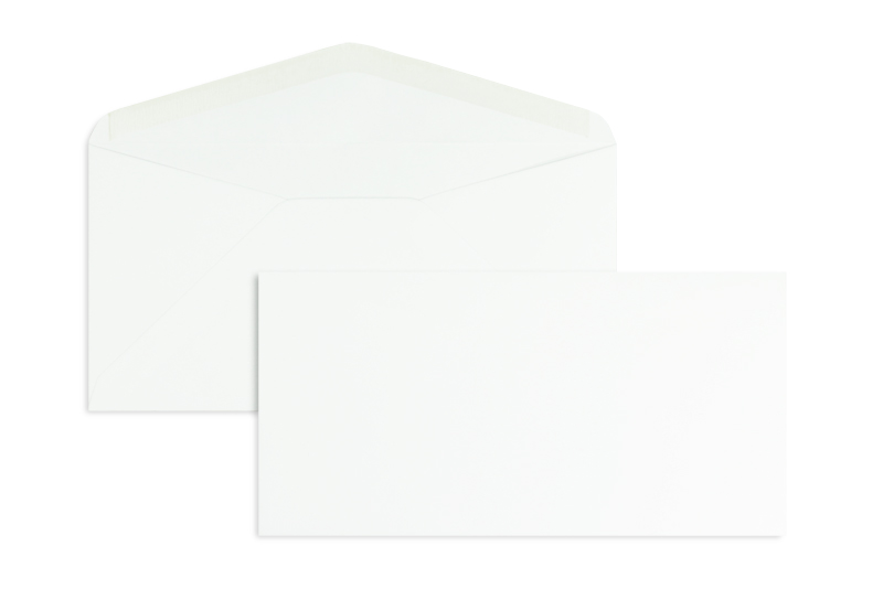 Briefumschläge, weiß ~110x220mm DIN Lang, 120g/qm Offset, ohne Fenster, Nassklebung, spitze Klappe, 100 Stück