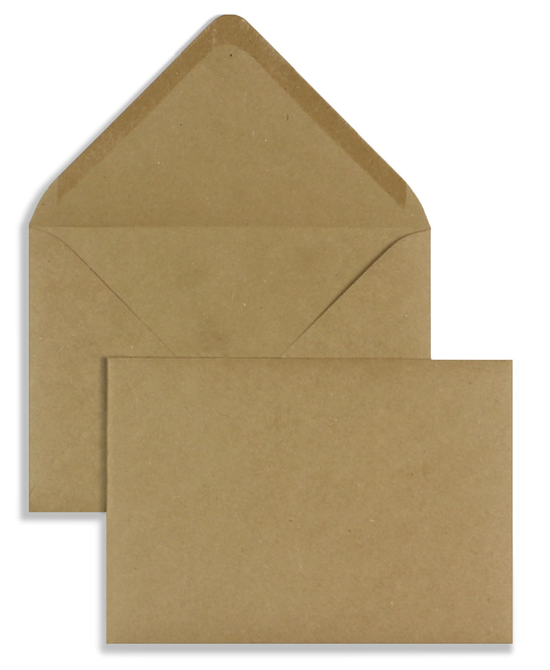 Briefumschläge, braun Kraft~114x162mm DIN C6, 100g/qm Paperado, ohne Fenster, Nassklebung, spitze Klappe, 100 Stück