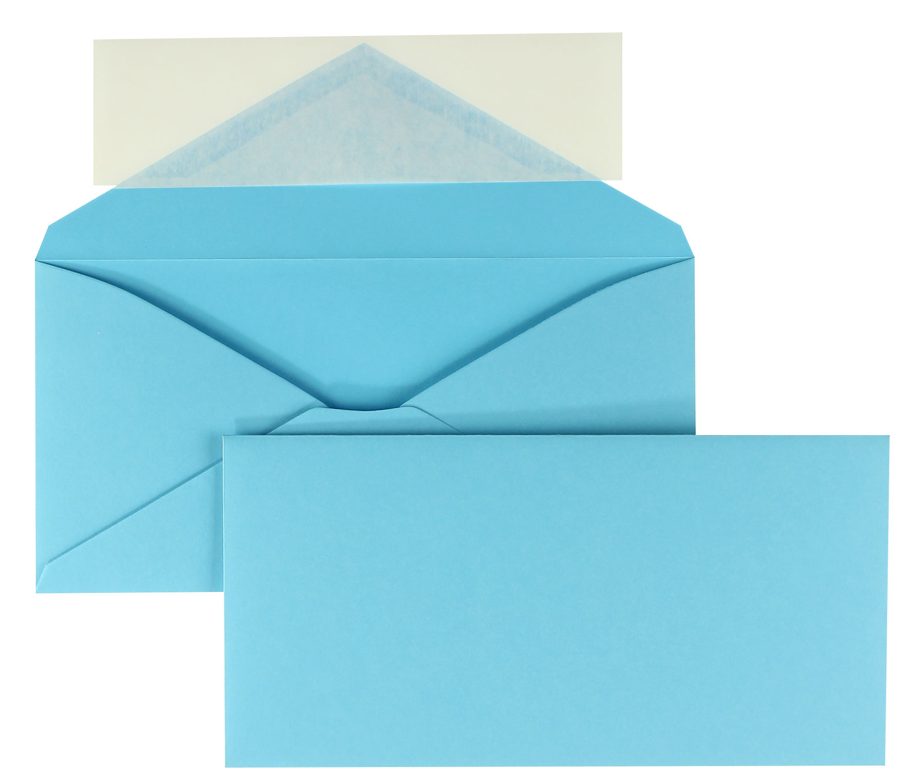 Briefumschläge blau hellblau~110x220mm DIN Lang 130g/qm Colorista ohne Fenster Haftklebung spitze Klappe 100 Stk.