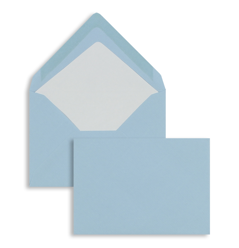 Briefumschläge blau Aqua~114x162mm DIN C6 100g/qm gerippt Paperado ohne Fenster Nassklebung spitze Klappe 100 Stk.