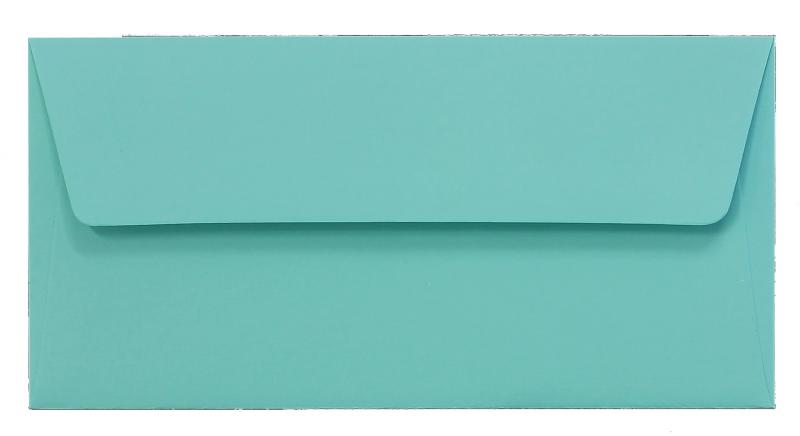 Briefumschläge blau Karibik~110x220mm DIN Lang 100g/qm gerippt Paperado ohne Fenster Haftklebung gerade Klappe 100 Stk.