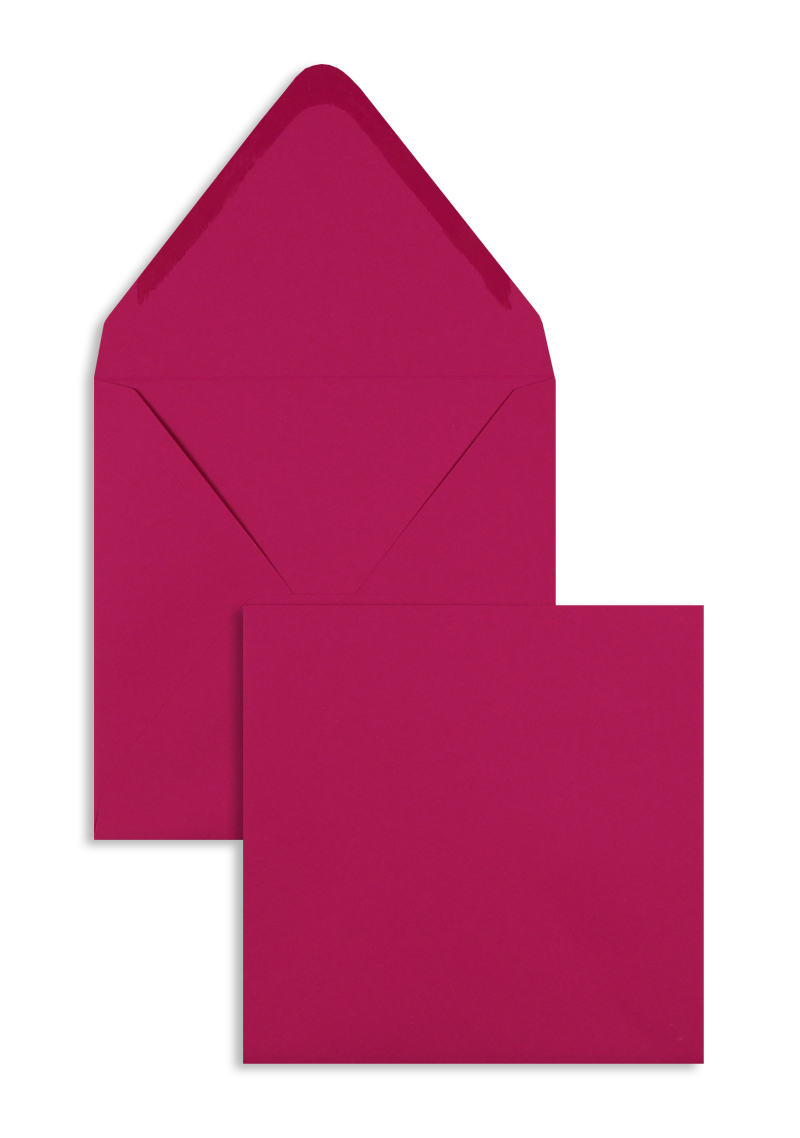 Briefumschläge rosa Royal Pink~140x140mm 135 g/qm Seidig Glatt ohne Fenster Nassklebung spitze Klappe 100 Stk.