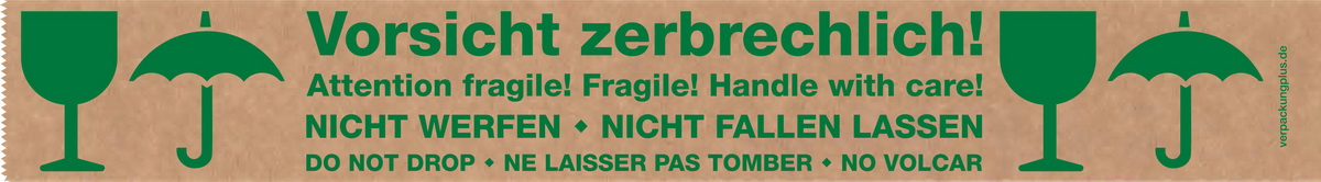 Papier-Warnband "Zerbrechlich", Druck grün, 50mmx50m